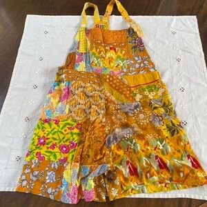 Boho Hippie Earthy Granola Festival Whimsy Orange Multicolored Patchwork Overall